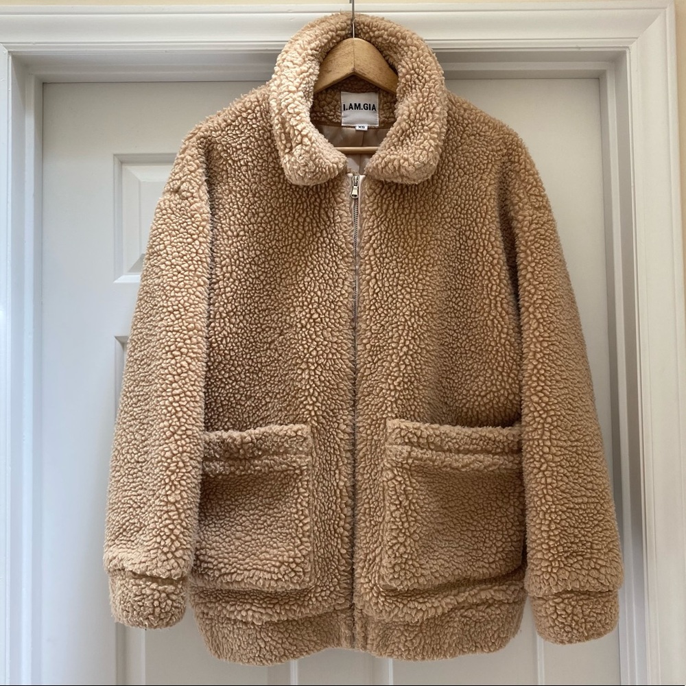 I.AM.GIA Pixie Teddy Bear Coat in Caramel XS